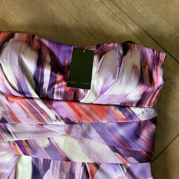 NWT Max and Cleo Strapless Dress Size 10 Mulberry Purple Abstract Print - Picture 2 of 8